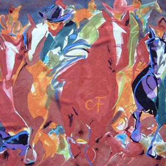 "Cowboy Trading Blanket" Silk Scarf