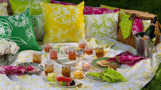 modern peony table linens